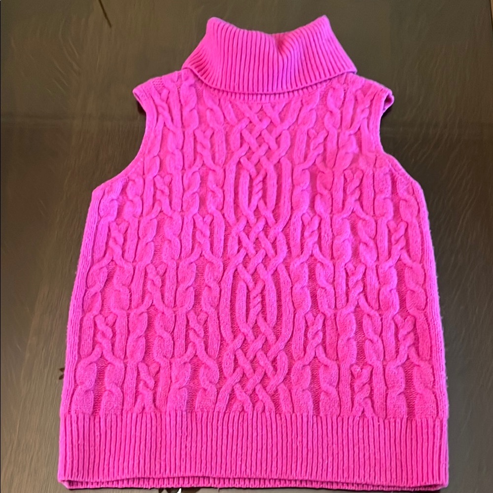 Talbots Pink Cable Knit Turtleneck Sweater